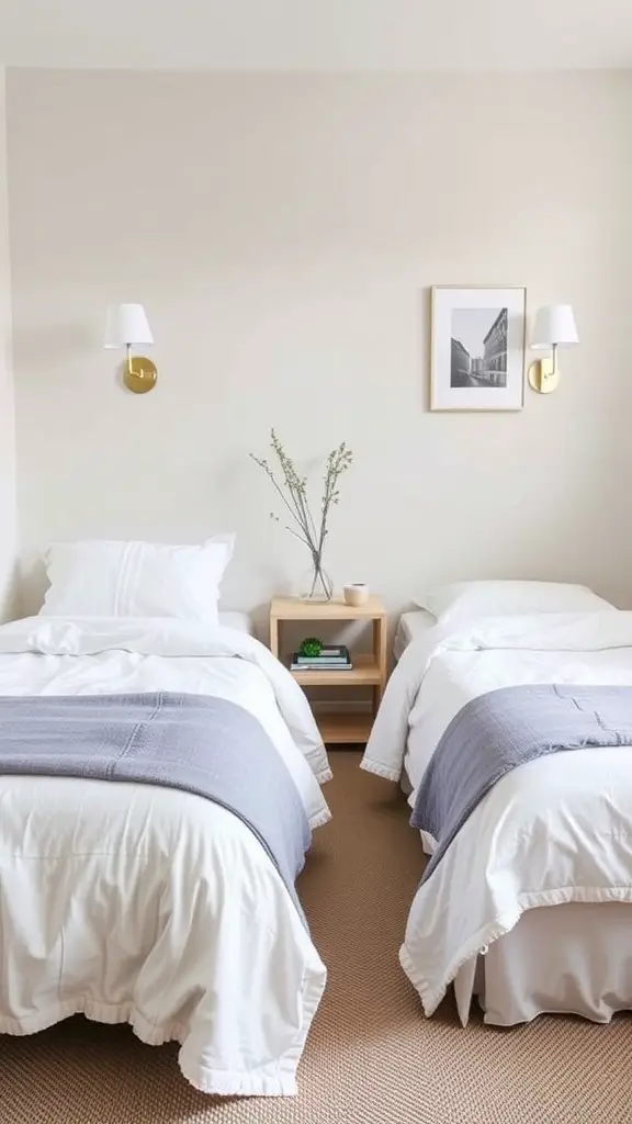 A folded minimalist bed stored in a wall alcove with a shelf above it.