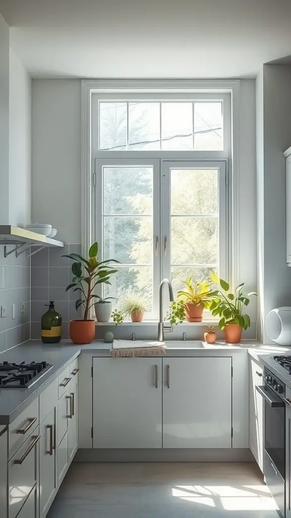 Bright kitchen with plants and natural light