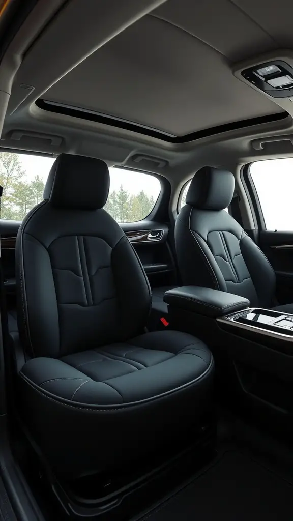 Interior view of a car with stylish black seat covers