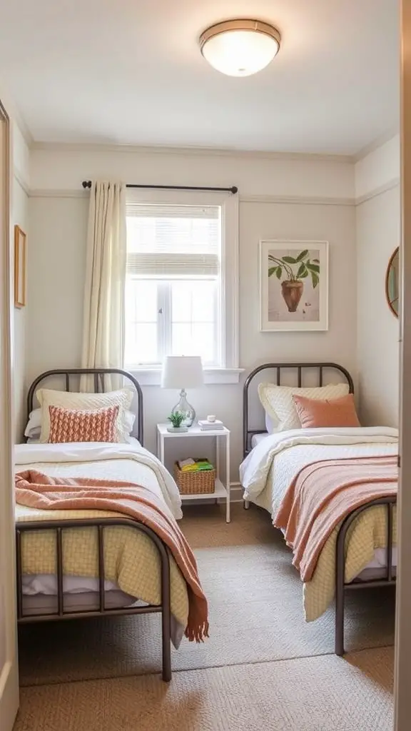 A stylish sofa bed in a small room, complemented by cushions and a throw.